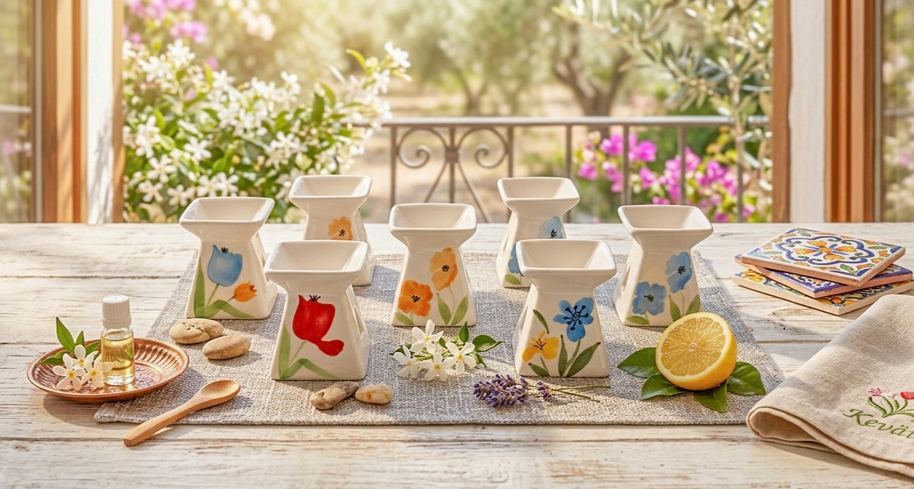 Quemador de cera de cerámica – Floral