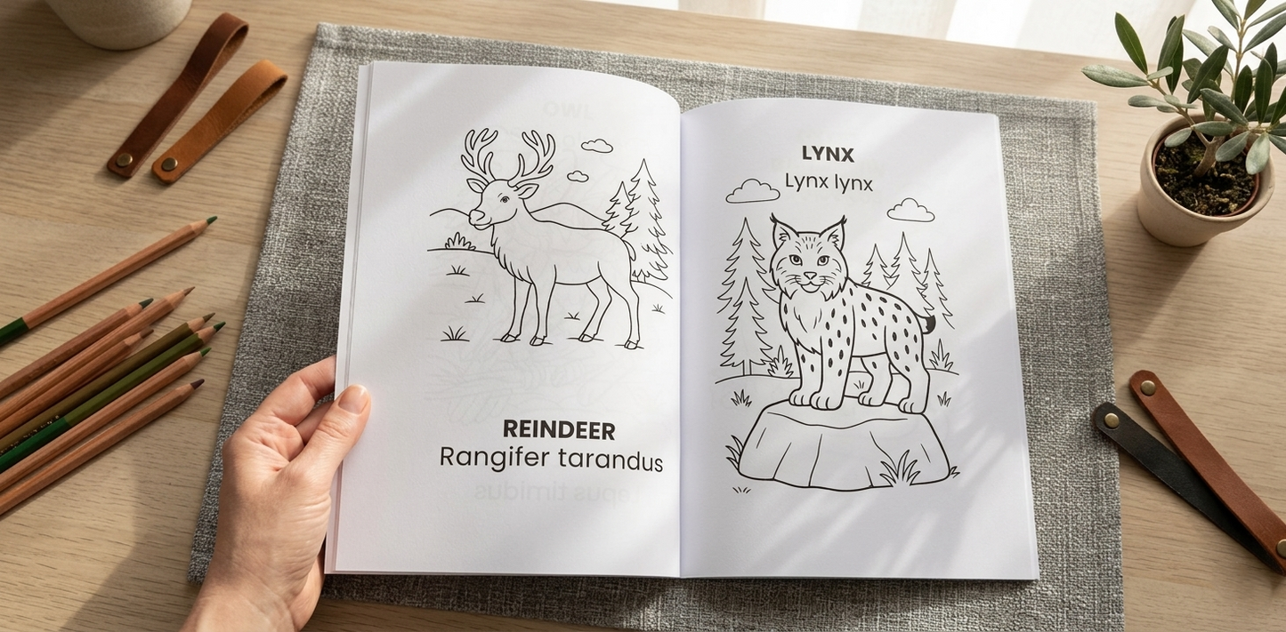 Scandinavian Animals Coloring Book for Kids Ages 6–10