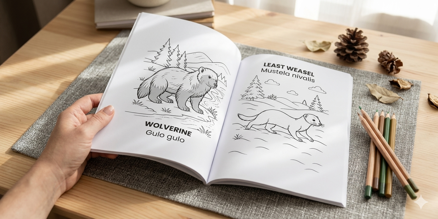 Scandinavian Animals Coloring Book for Kids Ages 6–10