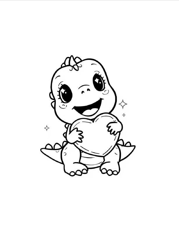 Cute dinosaurs coloring book for girls