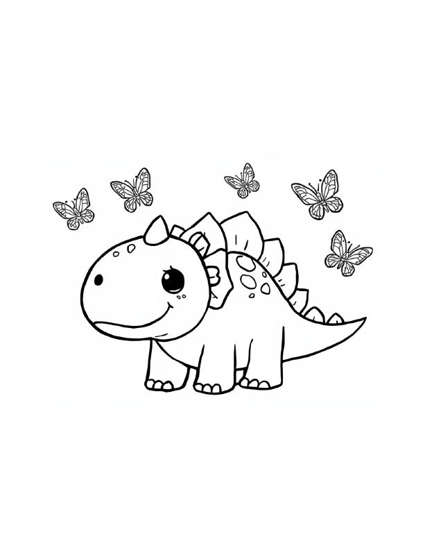 Cute dinosaurs coloring book for girls