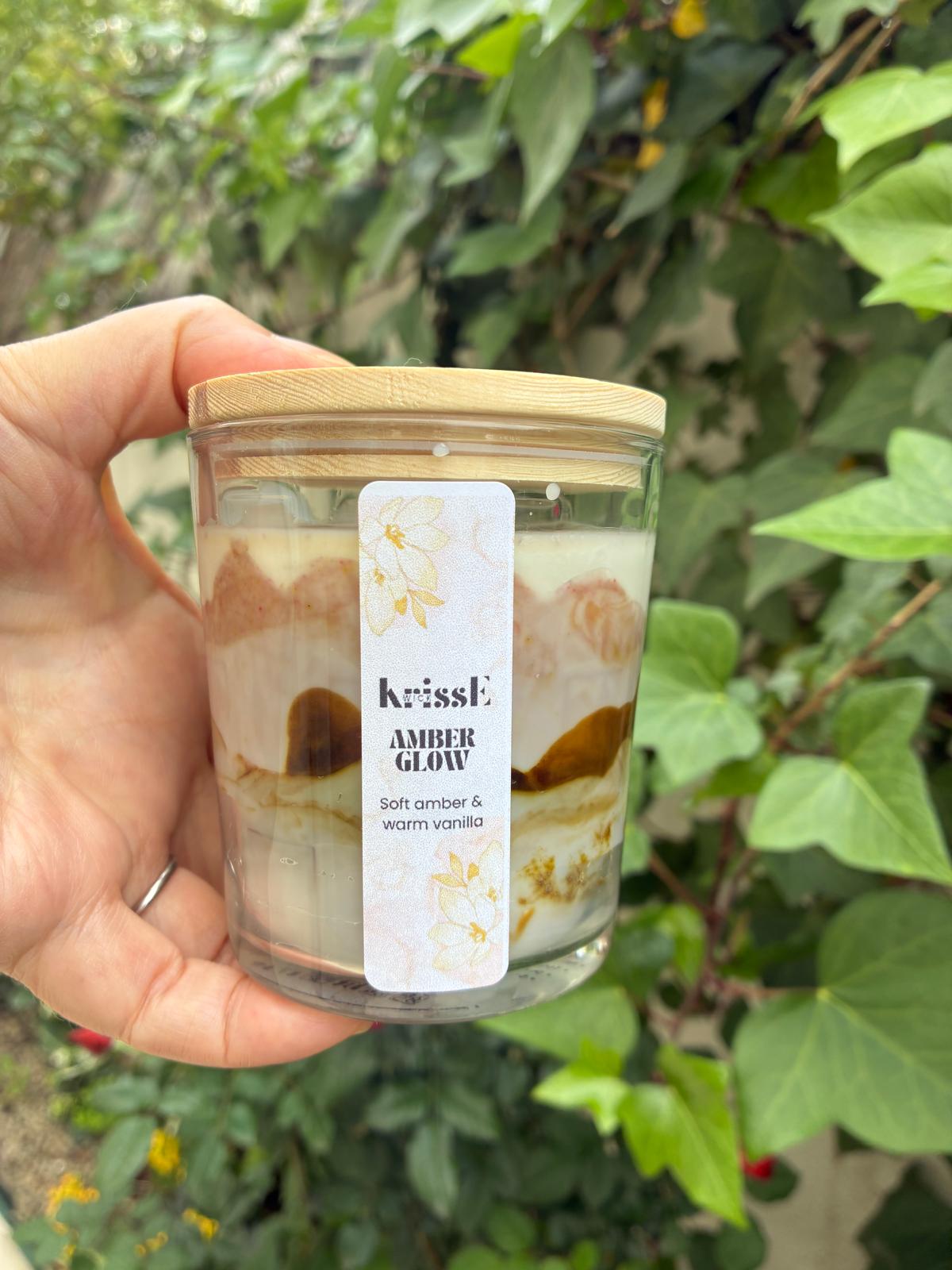 Amber Glow – Soy Candle | Warm Amber & Soft Woods | Cozy Home Collection