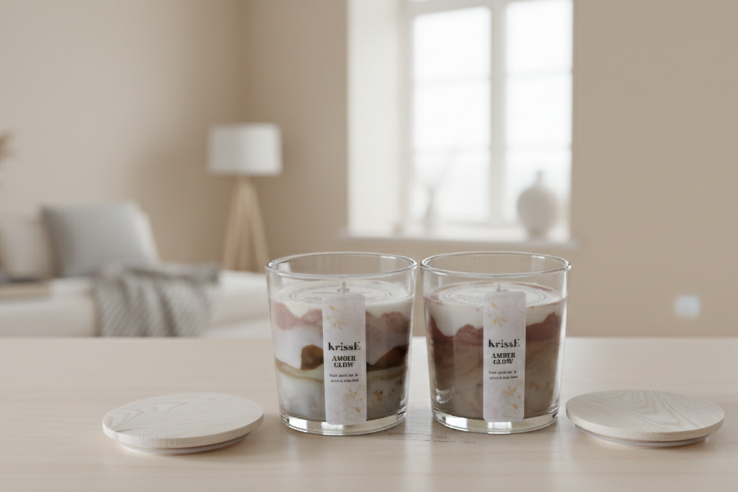 Amber Glow – Soy Candle | Warm Amber & Soft Woods | Cozy Home Collection