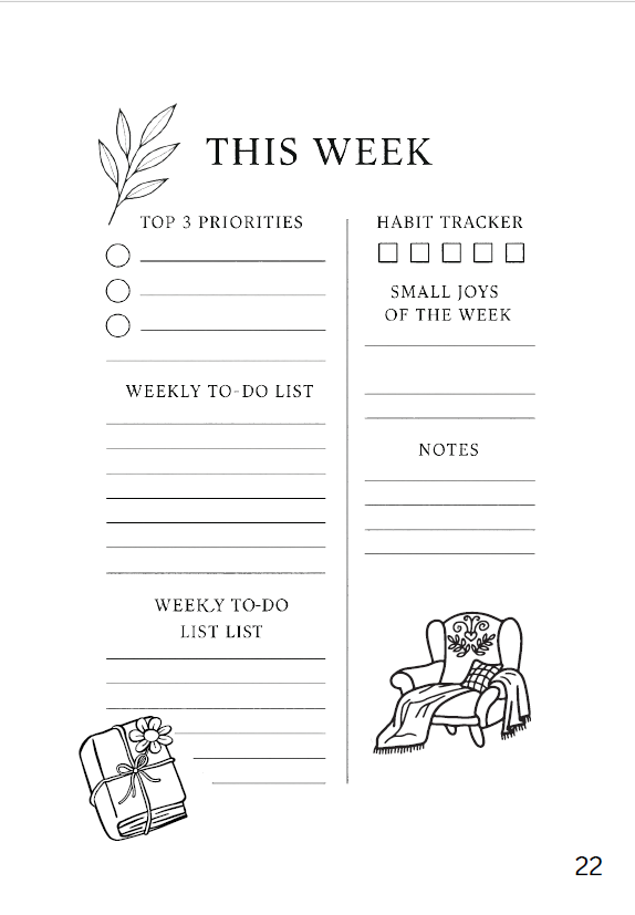 Agenda para colorear "Slow Life" para adultos: Planificación consciente